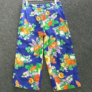 Sz.8 Blue Floral Cropped Pants Lauren Ralph Lauren